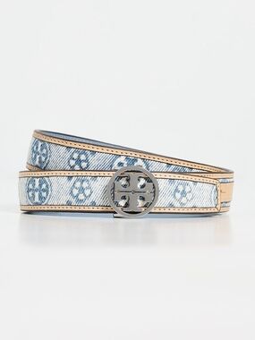 Tory Burch Women's 1" Miller Denim Belt. 100% AUTHENTIC. Reversible. NWT. Gift.